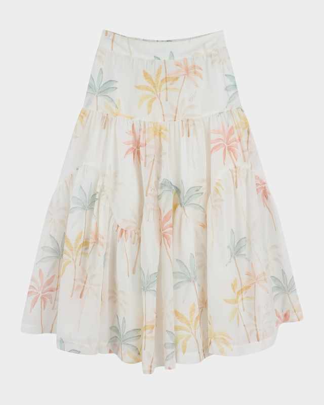 Girl's Long Multicolor-Print Skirt, Size 4-